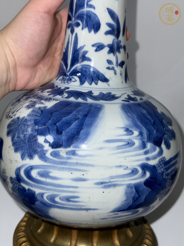 古玩陶瓷青花人物蒜頭瓶真品鑒賞圖