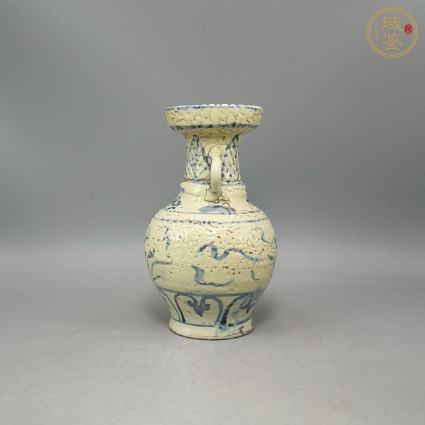 古玩陶瓷青花盤口雙耳瓶真品鑒賞圖