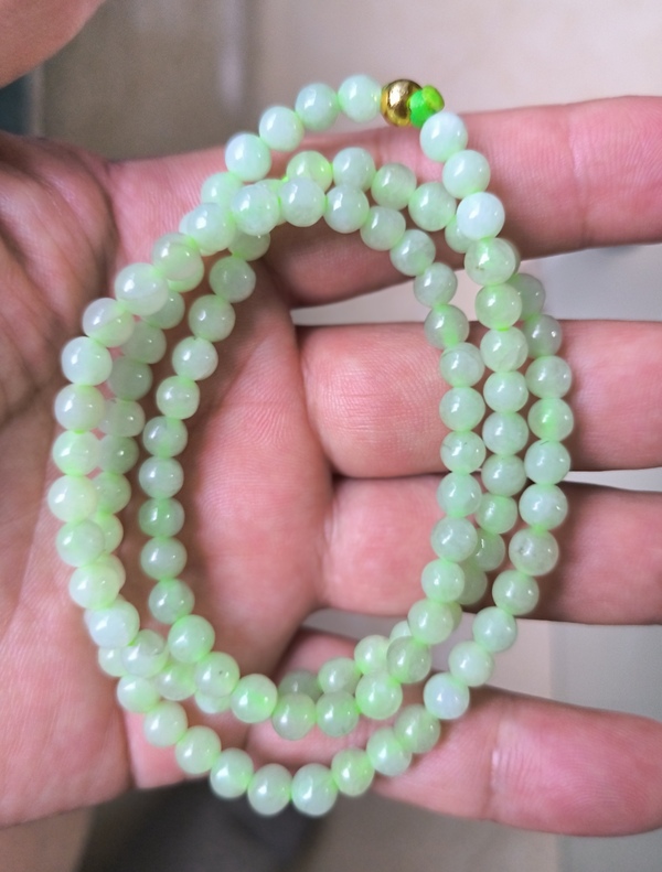 古玩玉器天然冰種蘋果綠翡翠項鏈拍賣,當前價格988元