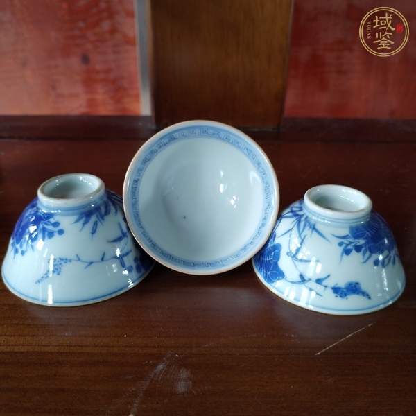 古玩陶瓷青花花卉紋茶圓真品鑒賞圖