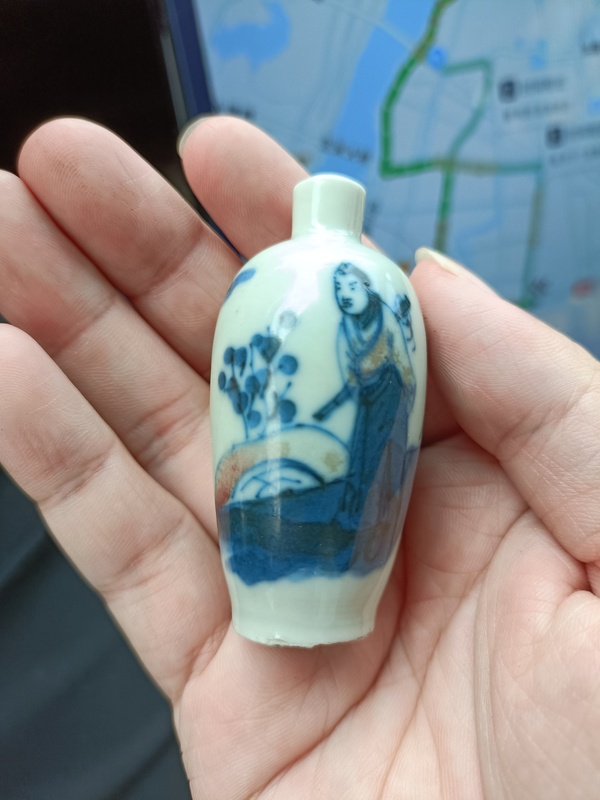 古玩陶瓷光緒青花釉里紅人物紋鼻煙壺拍賣,當前價格2800元