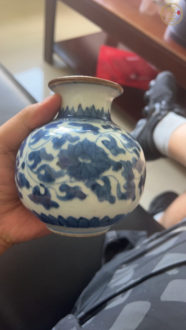 古玩陶瓷青花纏枝花卉紋石榴尊真品鑒賞圖