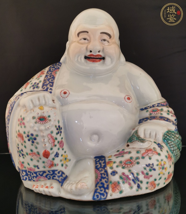 古玩陶瓷粉彩彌勒佛坐像真品鑒賞圖