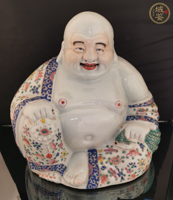 古玩陶瓷粉彩彌勒佛坐像真品鑒賞圖