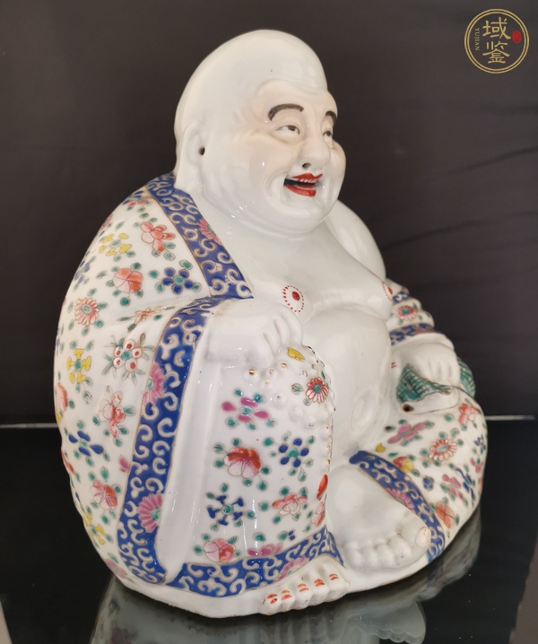 古玩陶瓷粉彩彌勒佛坐像真品鑒賞圖