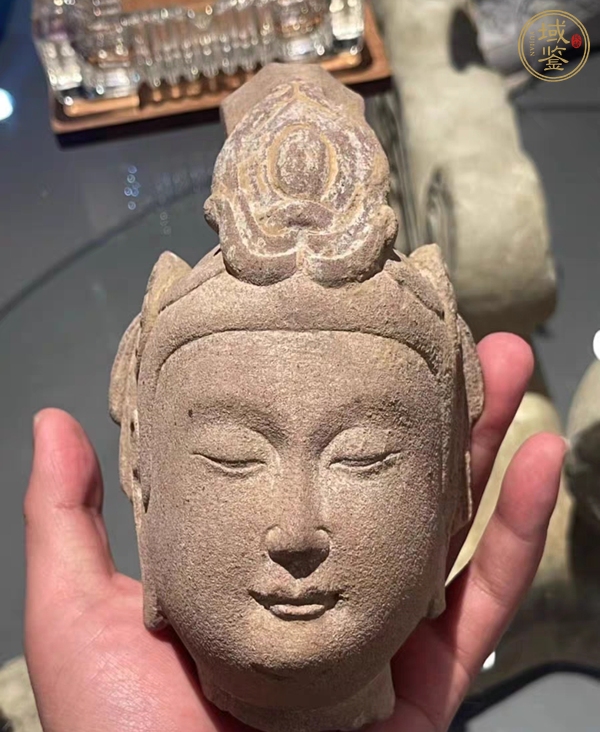 古玩雜項(xiàng)紅砂石佛首真品鑒賞圖