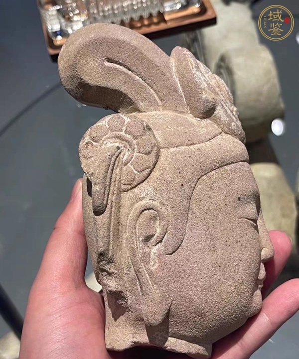 古玩雜項(xiàng)紅砂石佛首真品鑒賞圖
