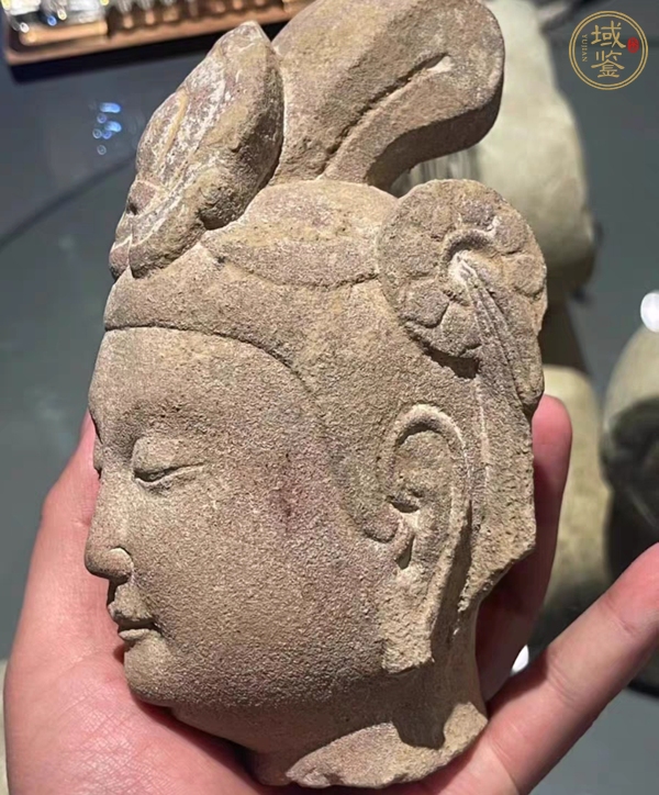 古玩雜項(xiàng)紅砂石佛首真品鑒賞圖