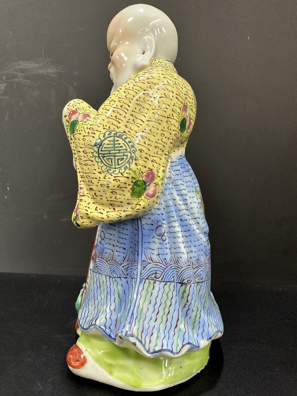 古玩陶瓷民國(guó)粉彩花卉紋壽星雕像拍賣,當(dāng)前價(jià)格2500元