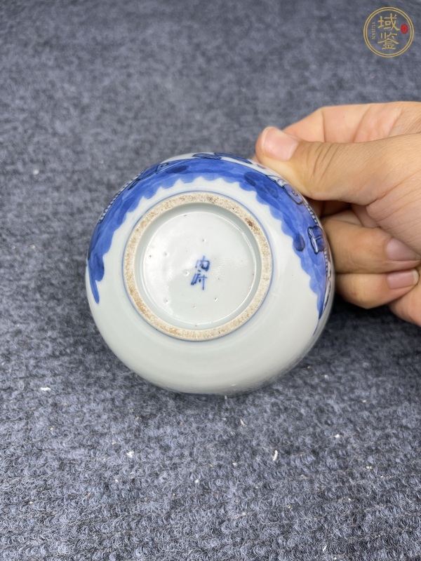 古玩陶瓷青花竹林七賢茶圓真品鑒賞圖