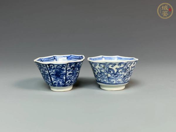 古玩陶瓷905青花八方對杯真品鑒賞圖