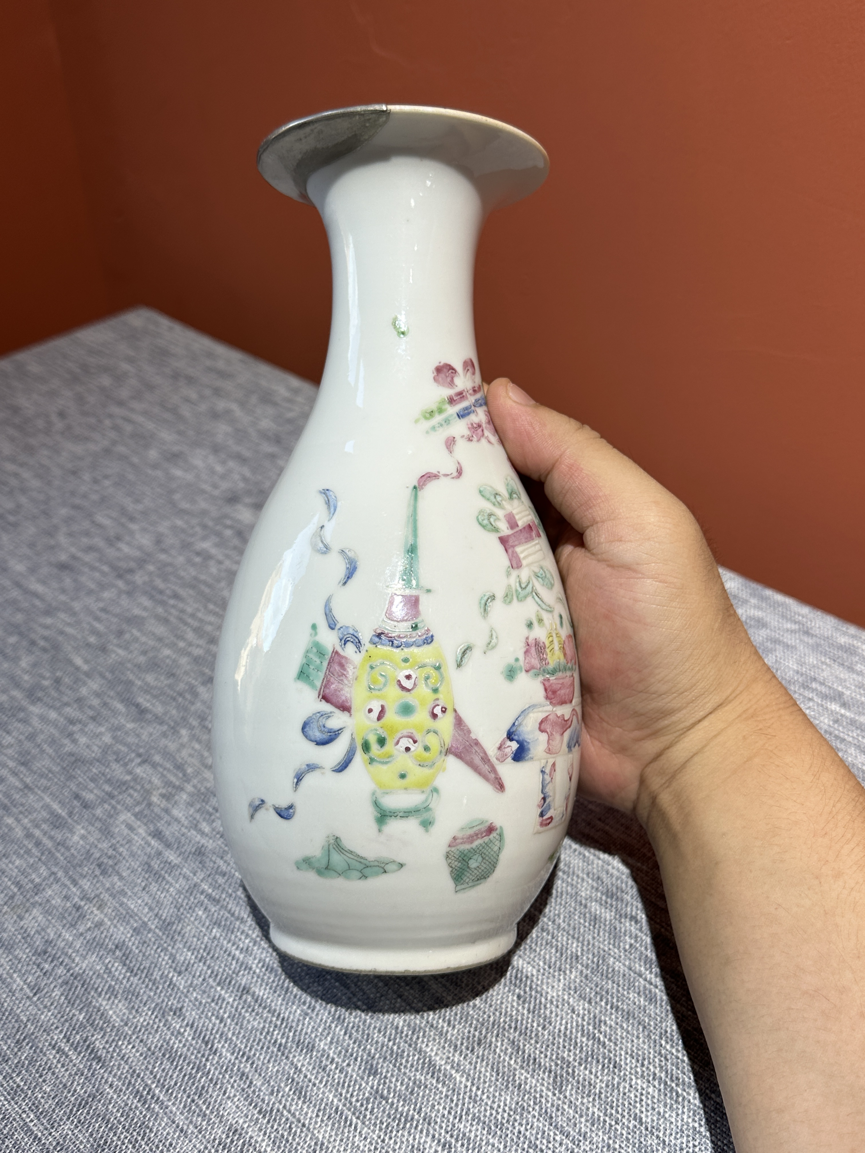 大清同治年製 粉彩龍紋皿 在銘 古美術 古美术