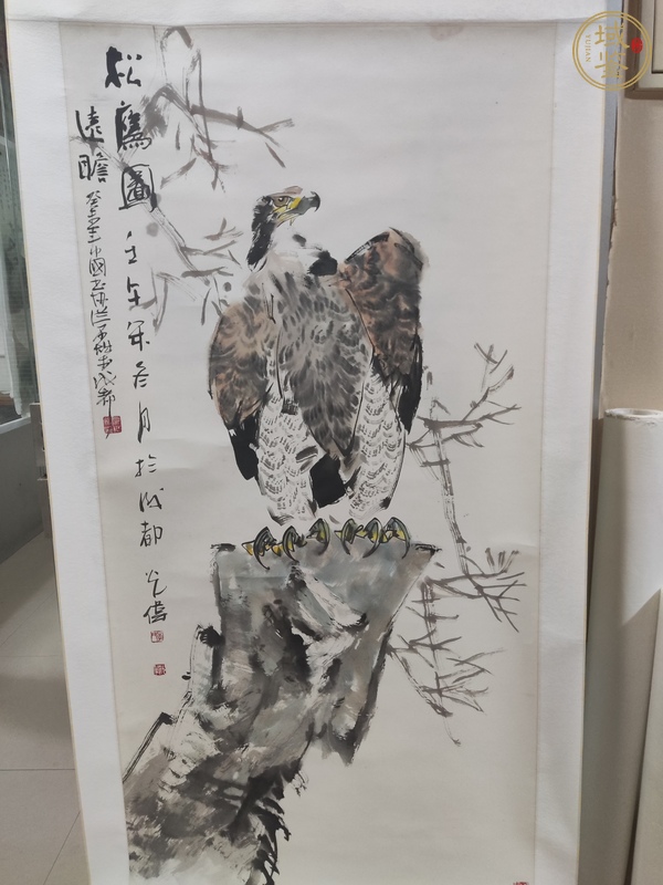 古玩字畫松鷹圖真品鑒賞圖