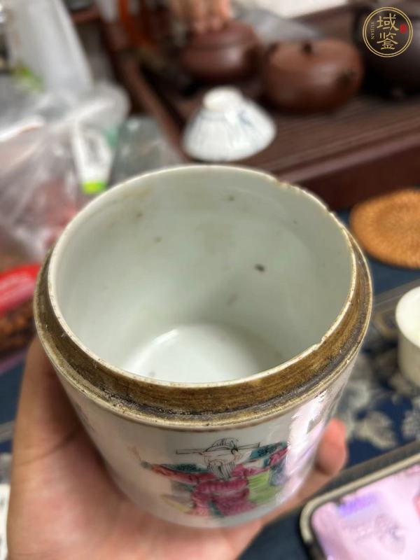 古玩陶瓷粉彩無雙譜人物蓋缸真品鑒賞圖