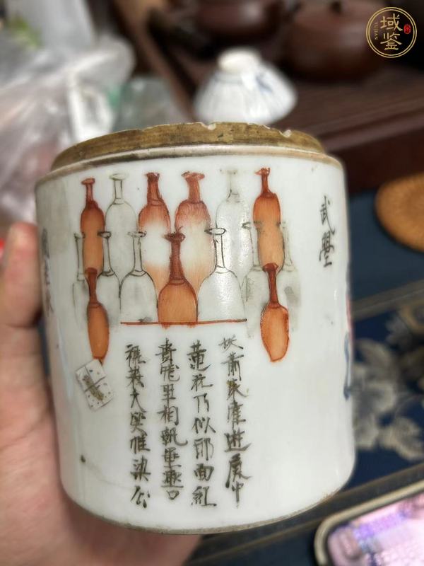 古玩陶瓷粉彩無雙譜人物蓋缸真品鑒賞圖