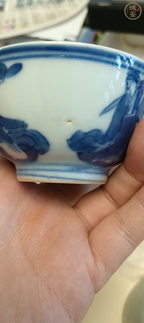 古玩陶瓷青花八仙人物茶碗真品鑒賞圖