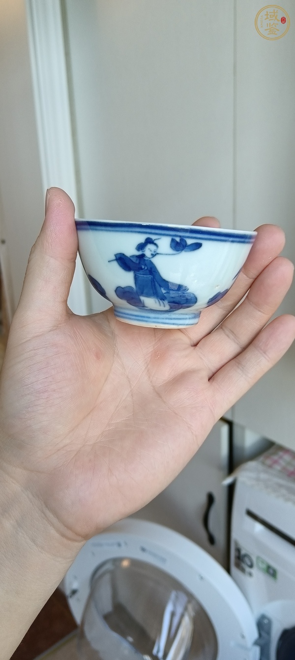 古玩陶瓷青花八仙人物茶碗真品鑒賞圖