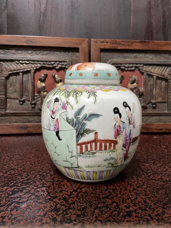 古玩陶瓷民國(guó) 粉彩西廂記蓋罐拍賣(mài),當(dāng)前價(jià)格2888元