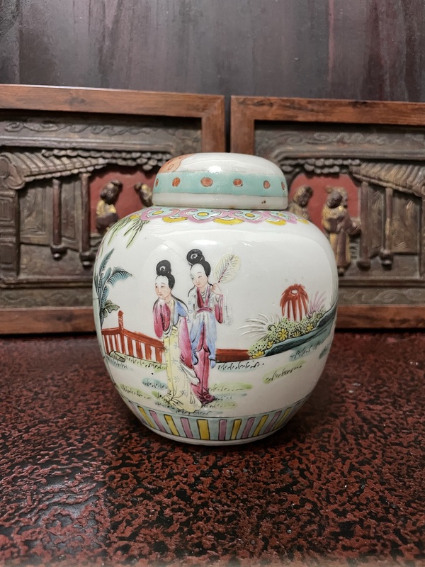 古玩陶瓷民國(guó) 粉彩西廂記蓋罐拍賣(mài),當(dāng)前價(jià)格2888元