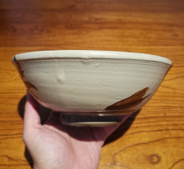 古玩陶瓷明白地黑花福壽紋大碗拍賣,當前價格350元