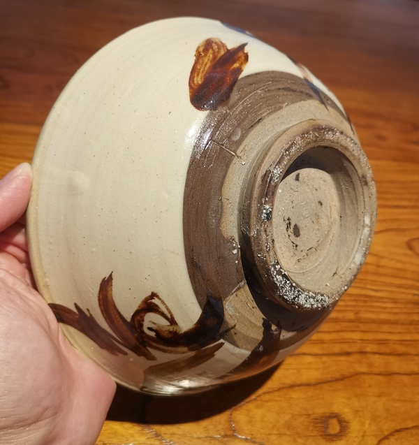 古玩陶瓷明白地黑花福壽紋大碗拍賣,當前價格350元