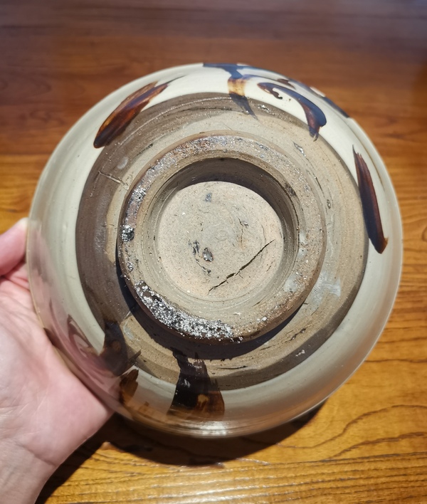 古玩陶瓷明白地黑花福壽紋大碗拍賣,當前價格350元