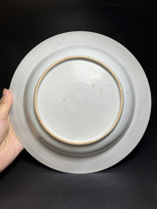 古玩陶瓷清雍正 粉彩庭院牡丹寶鼎圖深腹折沿盤拍賣,當前價格1680元