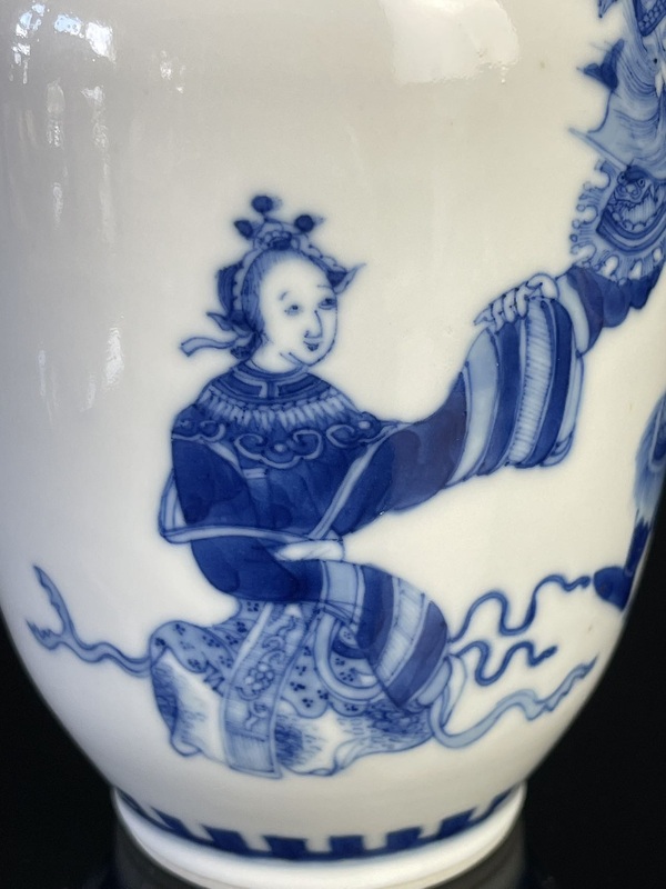 古玩陶瓷康熙年制款鐘馗嫁妹青花罐拍賣，當(dāng)前價(jià)格13280元