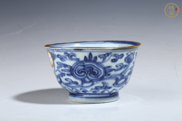 古玩陶瓷清康熙·青花纏枝靈芝紋碗真品鑒賞圖