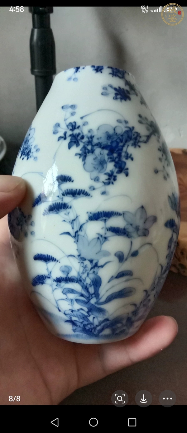 古玩陶瓷花鳥紋青花瓶真品鑒賞圖