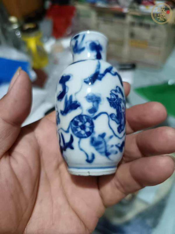 古玩陶瓷青花獅紋撇口瓶真品鑒賞圖