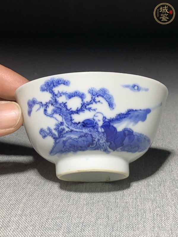 古玩陶瓷青花人物茶圓真品鑒賞圖