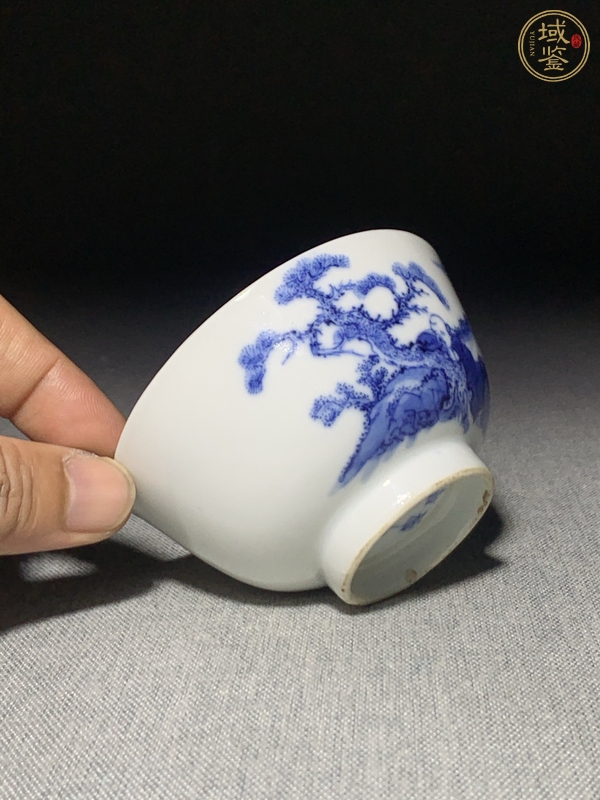 古玩陶瓷青花人物茶圓真品鑒賞圖