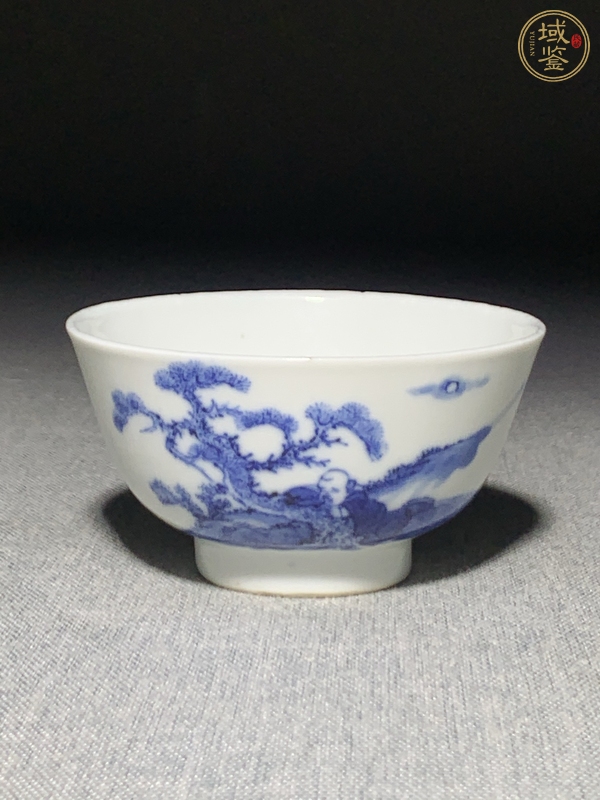 古玩陶瓷青花人物茶圓真品鑒賞圖