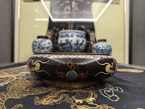 古玩陶瓷銅胎掐絲琺瑯龍紋水洗拍賣,當前價格2888元
