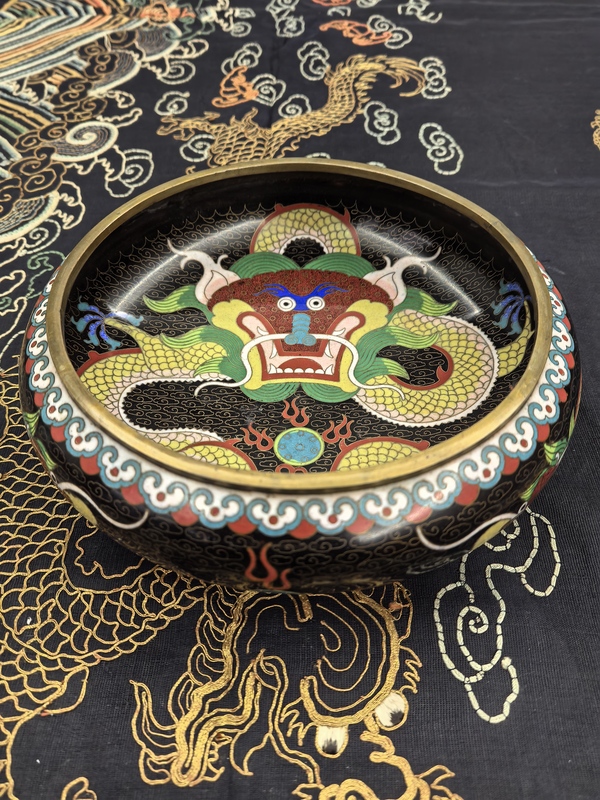 古玩陶瓷銅胎掐絲琺瑯龍紋水洗拍賣,當前價格2888元