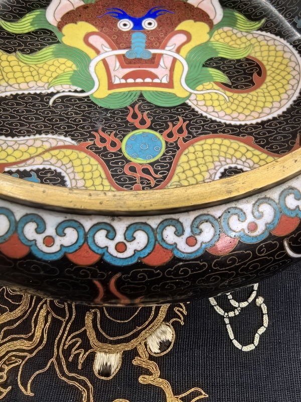 古玩陶瓷銅胎掐絲琺瑯龍紋水洗拍賣,當前價格2888元