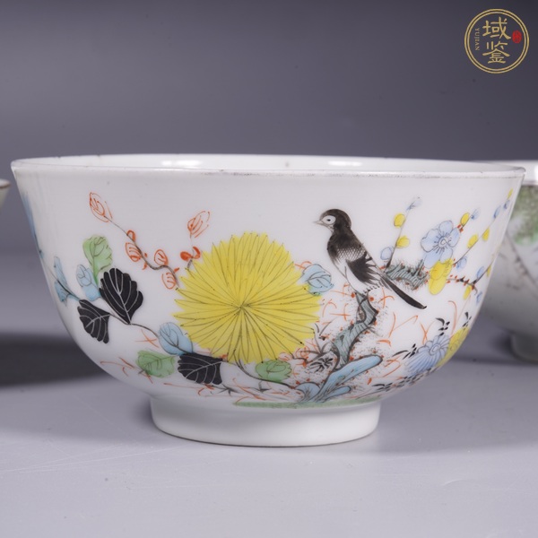 古玩陶瓷粉彩花鳥紋茶圓真品鑒賞圖