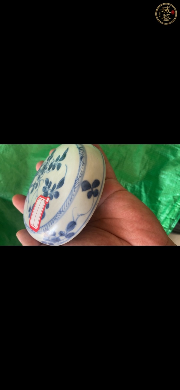 古玩陶瓷花卉紋青花蓋子真品鑒賞圖