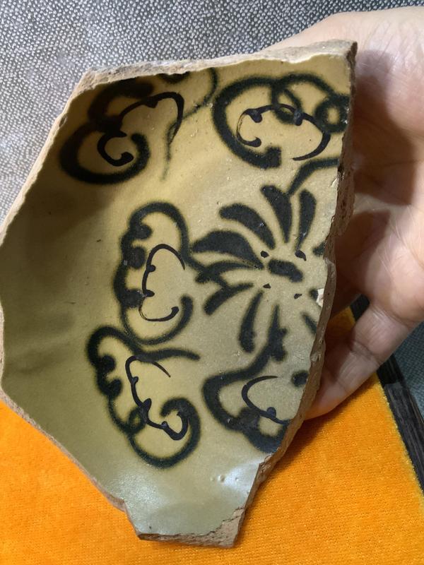 古玩陶瓷長沙窯青釉釉下彩繪花卉紋標本拍賣,當前價格0元