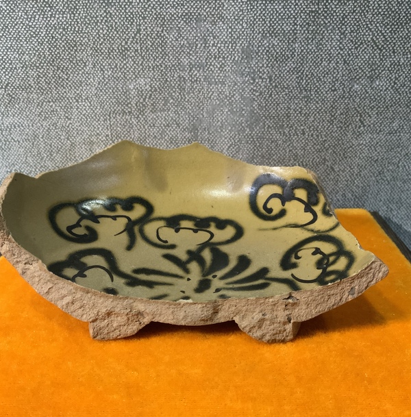 古玩陶瓷長沙窯青釉釉下彩繪花卉紋標本拍賣,當前價格0元