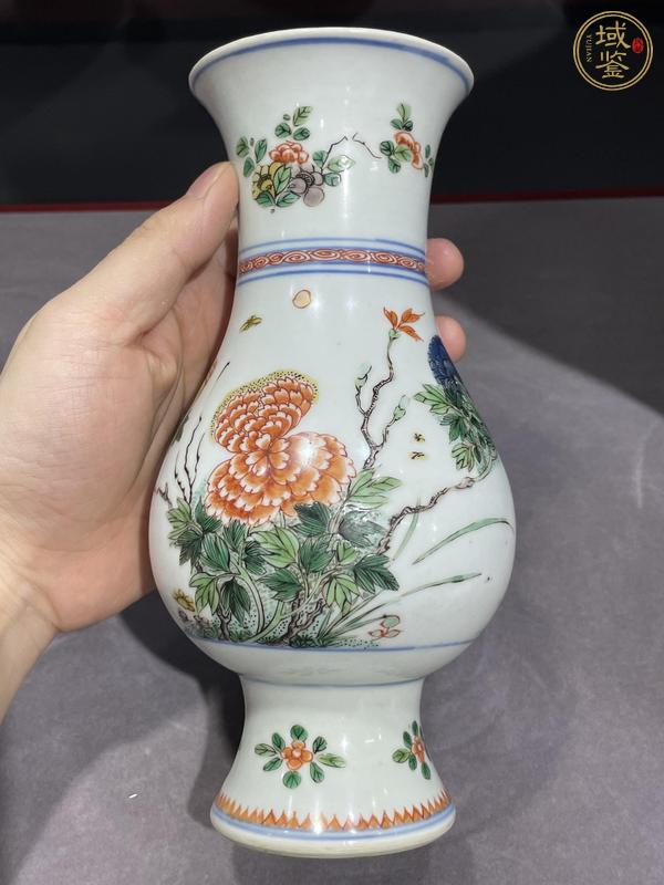 古玩陶瓷五彩花鳥紋琵琶尊真品鑒賞圖