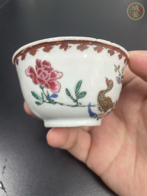 古玩陶瓷粉彩花鳥紋茶杯真品鑒賞圖