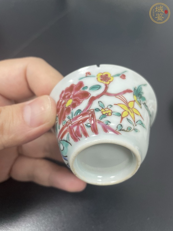 古玩陶瓷粉彩花鳥紋杯碟真品鑒賞圖