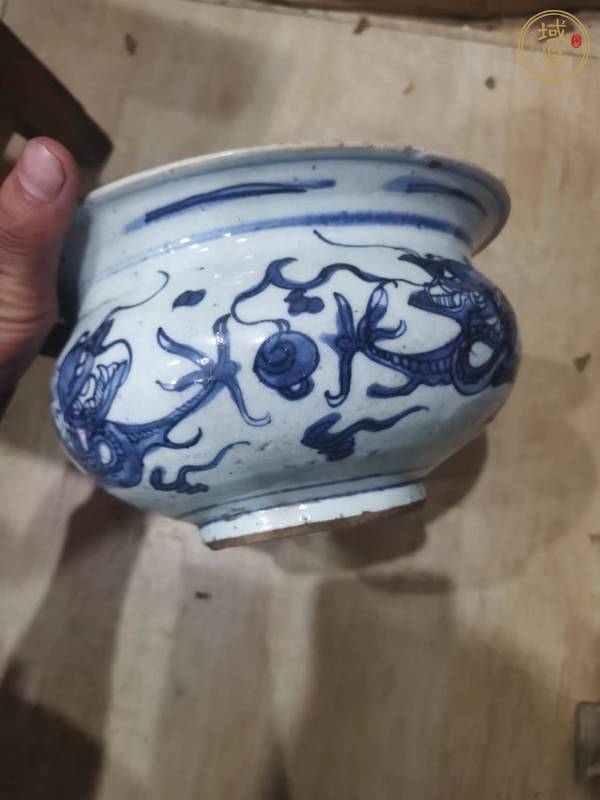 古玩陶瓷康熙龍紋青花香爐真品鑒賞圖