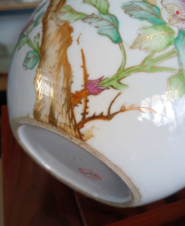 古玩陶瓷松鶴紋西瓜罐真品鑒賞圖