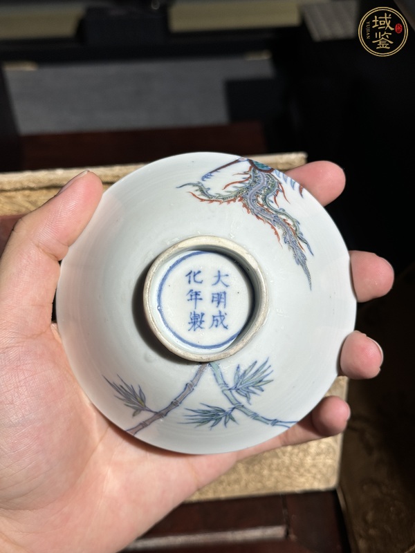 古玩陶瓷青花斗彩花卉鳳紋過(guò)墻杯真品鑒賞圖