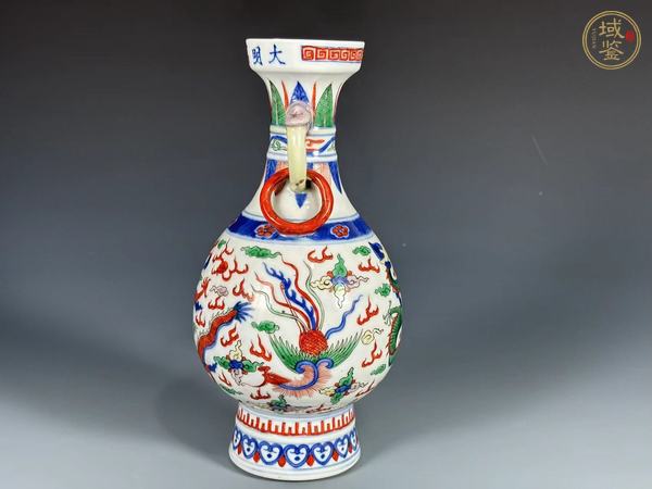 古玩陶瓷xj五彩龍頭輔首銜環(huán)瓶真品鑒賞圖