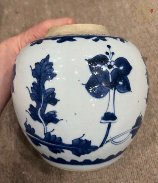 古玩陶瓷青花花卉紋罐真品鑒賞圖