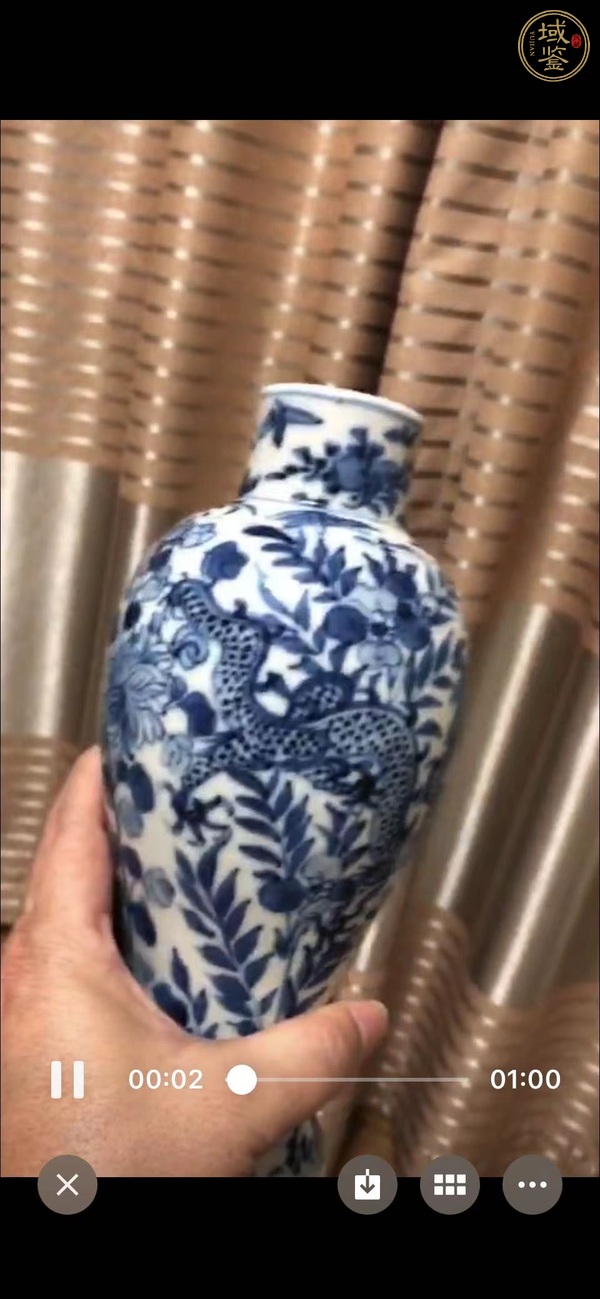 古玩陶瓷青花龍穿花紋雞腿瓶 真品鑒賞圖